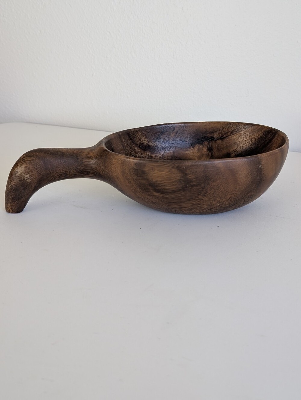 Vintage Monkey Pod Wood Handled Bowl Rustic Boho Cabin Decor Kuksa Style